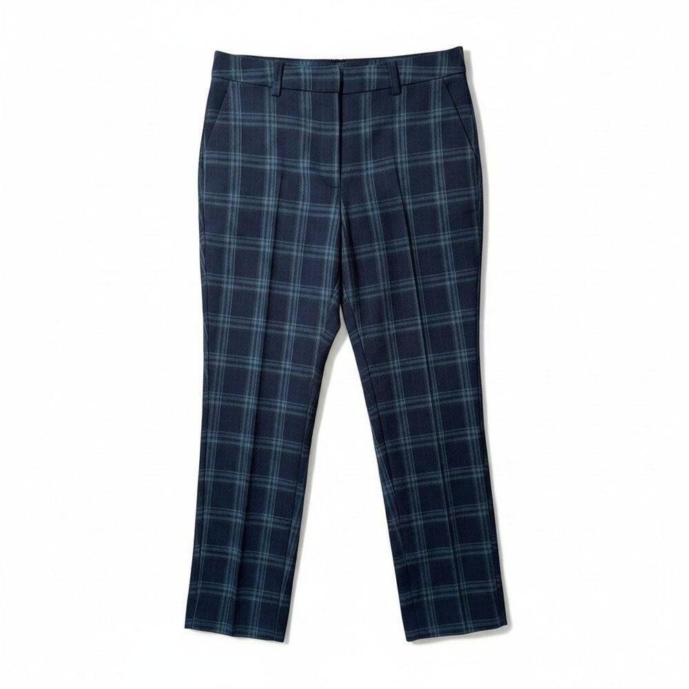 Vince Camuto New Womens Preppy Plaid Trouser Pants Blue Size 6 Career Academia
